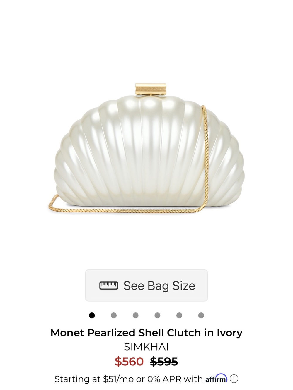 Simkhai Monet Pearlized Shell Clutch in Ivory NWT and dust bag